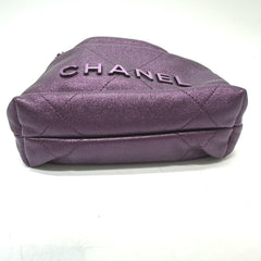 CHANEL AS3980 CHANEL22 Glitter All Purple Shoulder Bag Leather Women's — New - Store Return