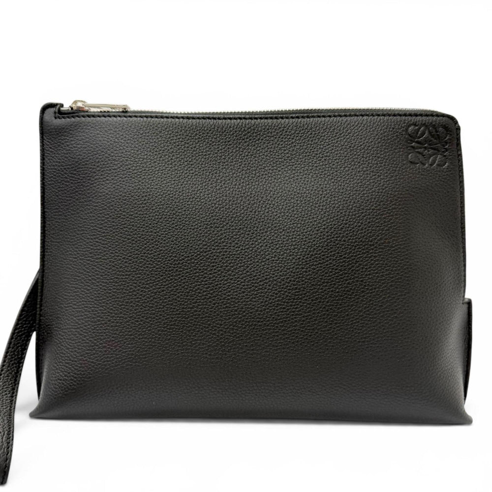 LOEWE C660Z81X01 Leather Anagram Embossed Logo L-Zip Pouch Second Bag Clutch Black Men's — Like New