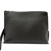 LOEWE C660Z81X01 Leather Anagram Embossed Logo L-Zip Pouch Second Bag Clutch Black Men's — Like New