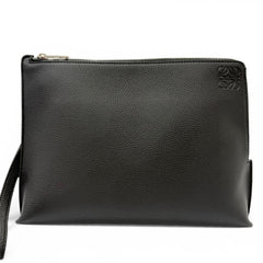 LOEWE C660Z81X01 Leather Anagram Embossed Logo L-Zip Pouch Second Bag Clutch Black Men's — Like New