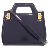 Unused Salvatore Ferragamo Wanda Mini 2WAY Gancini 213485 Calf Leather Blue Handbag 1389Salvatore — Like New