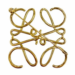LOEWE Anagram logo brooch, 5x5cm, gold, women's accessory — Like New