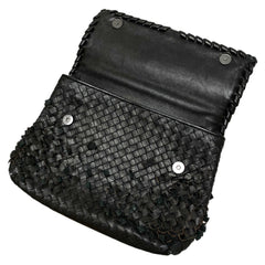 BOTTEGA VENETA Intrecciato Leather Chain Handle Olympia Handbag Shoulder Bag Black Women's — Like New