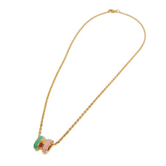 Hermes Pop H Mini Metal Men,Women Fashion Pendant Necklace (Green,Pink) — Like New