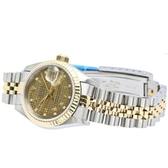 ROLEX Datejust 10P Diamond Houndstooth Gold 69173G Women's Watch 40548 — Good