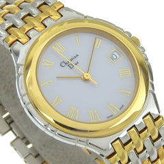 Christian Dior Combination Watch 3023 Stainless Steel x Gold Plated Quartz Analog Display White Dial Boys — Very Good