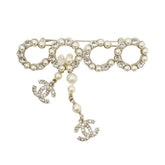 Chanel Brooch, Coco Mark, Metal, Faux Pearl Rhinestones, C21C CHANEL Brooch BROACH — Like New