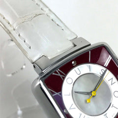 Louis Vuitton Q221J Quartz Wristwatch Silver Wine red Based — Good