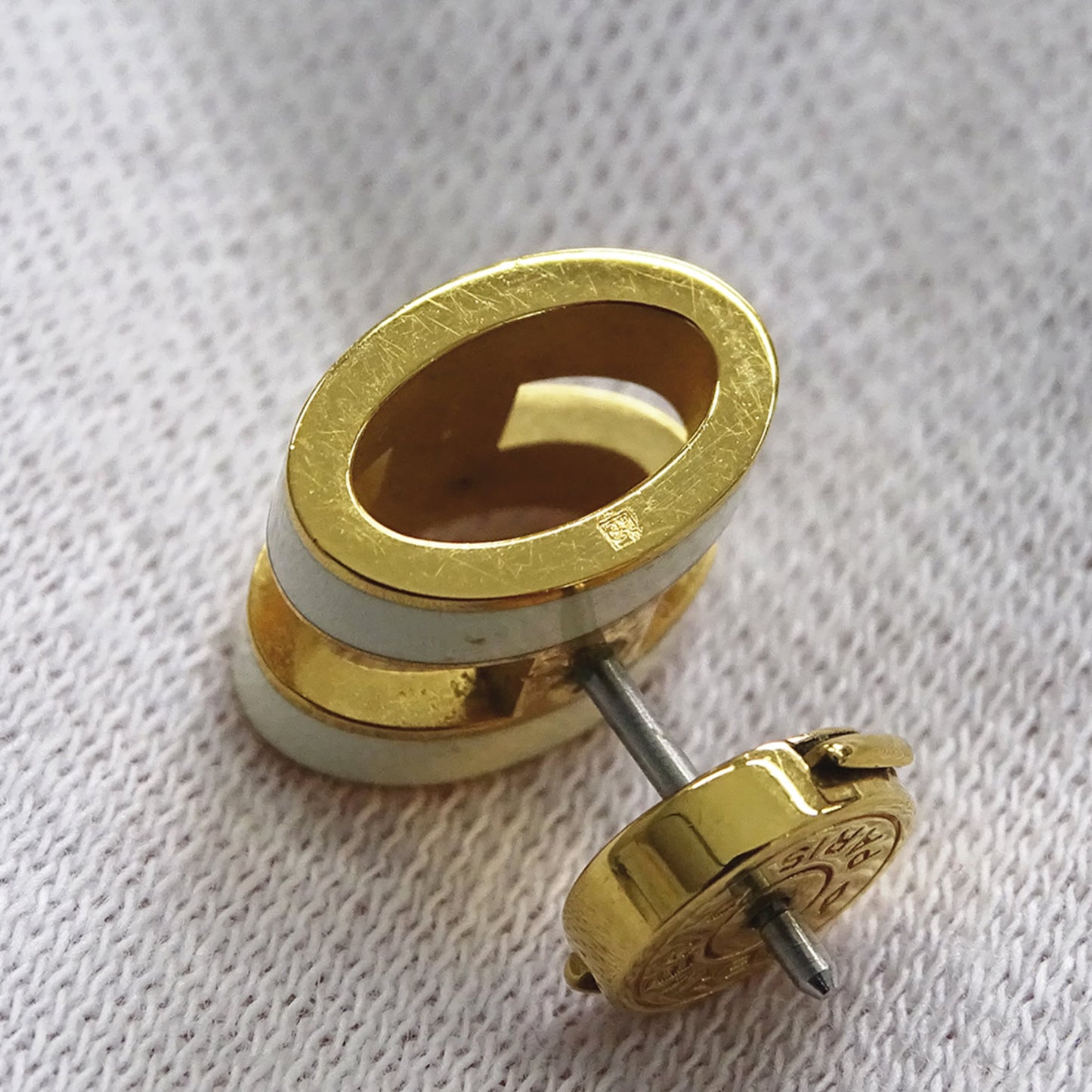 Hermes Hermès earrings for women, branded pop ash, gold and white