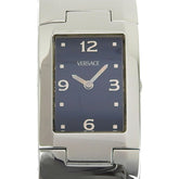 Versace stainless steel silver quartz analog display ladies black dial watch — Very Good