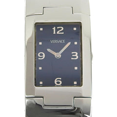 Versace stainless steel silver quartz analog display ladies black dial watch — Very Good