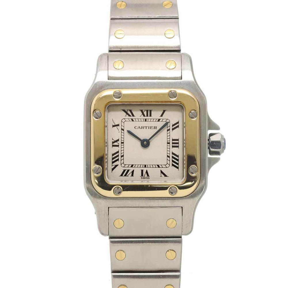 Cartier Santos Galbee SM W20012C4 Two-Tone Ladies' Watch, Ivory & 18K Yellow Gold, Quartz Watch — Very Good