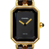 Chanel CHANEL Première Large Size H0001 Black Dial GP/Leather Quartz Women's Watch Approx. 26mm (height) x 20mm (width) — Like New