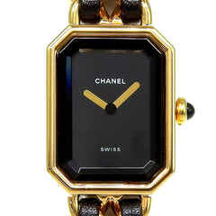 Chanel CHANEL Première Large Size H0001 Black Dial GP/Leather Quartz Women's Watch Approx. 26mm (height) x 20mm (width) — Like New