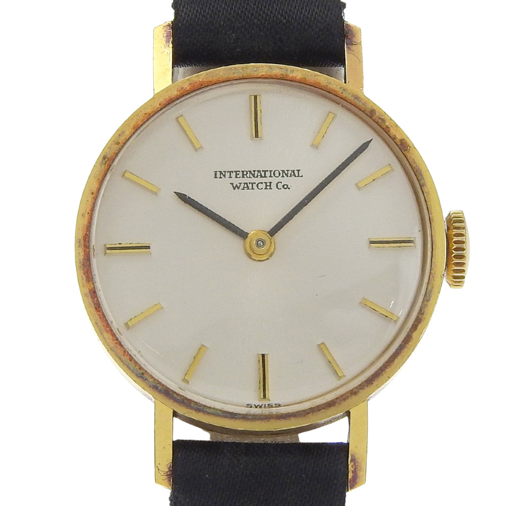 International Watch Company (IWC) Vintage Watch, Caliber 41, 18K Yellow Gold x Leather Strap, Manual Winding, Analog Display, Silver Dial, Ladies' — Good