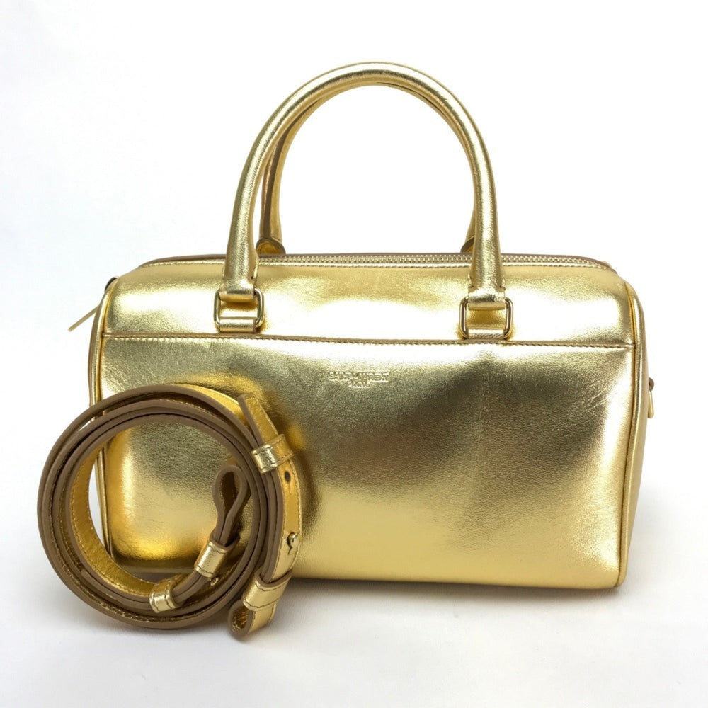 SAINT LAURENT Saint Laurent Paris Baby Duffle Handbag Shoulder Bag Leather Women's Gold — Like New