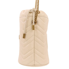 GUCCI GG Marmont Leather Mini Bucket Chain Shoulder Bag 575163 Ivory Women's — Like New