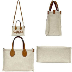 Gucci 2-way print handbag f-25014 beige camel brown 772144 unused canvas and leather 520981 GUCCI tote shoulder bag crossbody women's — New - Store Return