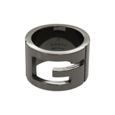 Like new Gucci Branded G Logo Cutout Silver 925 Gunmetal Ring 0740 — Like New