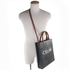 CELINE 191542BZK 04LU Vertical Cabas Triomphe Canvas Leather Logo Print 2-Way Tote Bag Dark Brown with Dust Men's — Like New