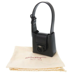 Like new Salvatore Ferragamo Gancini Trifoglio leather black handbag, model 0903 — Like New