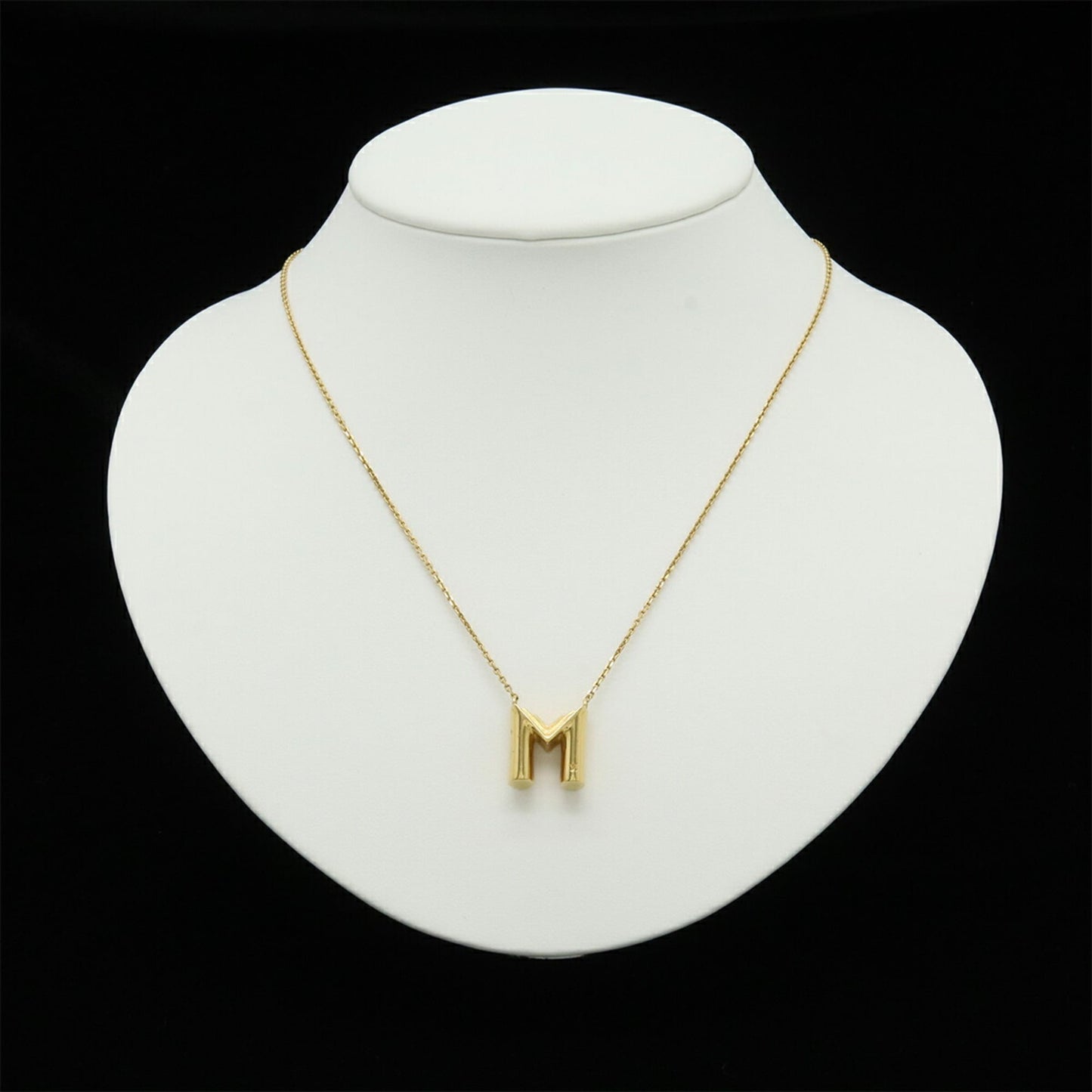 LOUIS VUITTON LV&ME M Initial Alphabet Pendant Necklace in GP Gold (M61068)