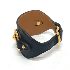 HERMES Horsebit Bangle Bracelet in Swift Leather, Black, Like New, Women's — Like New