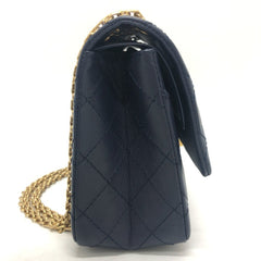 CHANEL Chanel Matelasse Double Flap 2.55 Bag Shoulder Crossbody Leather Women's Navy — Like New