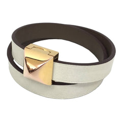 Hermes Hermès Medor Infinie Double Tour Bracelet T2 White/Etoupe Leather with C Stamp — Like New