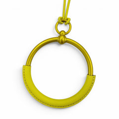 HERMES Loop Grand Necklace, Leather Trim Pendant, Yellow (Jaune), Women's, with Box and Dust Bag — Like New
