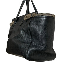 Salvatore Ferragamo Leather Gancini Handbag EZ-21 E424 Black Women's — Like New