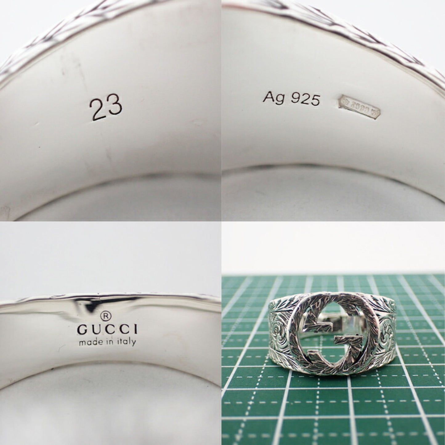 GUCCI 925 Interlocking Ring, size 22