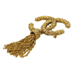 93A CHANEL Vintage Coco Mark Tassel Brooch, Gold, Women's — Like New