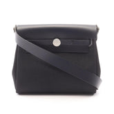 Hermes Herbag Zip Mini Shoulder Bag Handbag Canvas Leather Toile Military Vache Hunter Women's Black/Navy — New - Store Return