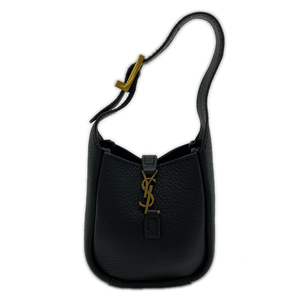 YVES SAINT LAURENT Grain Leather LE 5 A 7 Soft Micro 823960 Pouch Black Lambskin Women's — New - Store Return