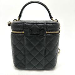 CHANEL AS2362 Coco Mark CC Matelasse Quilted Chain Bag Shoulder Handbag Vanity Caviar Skin Women's Black G-231125-90 — New - Store Return