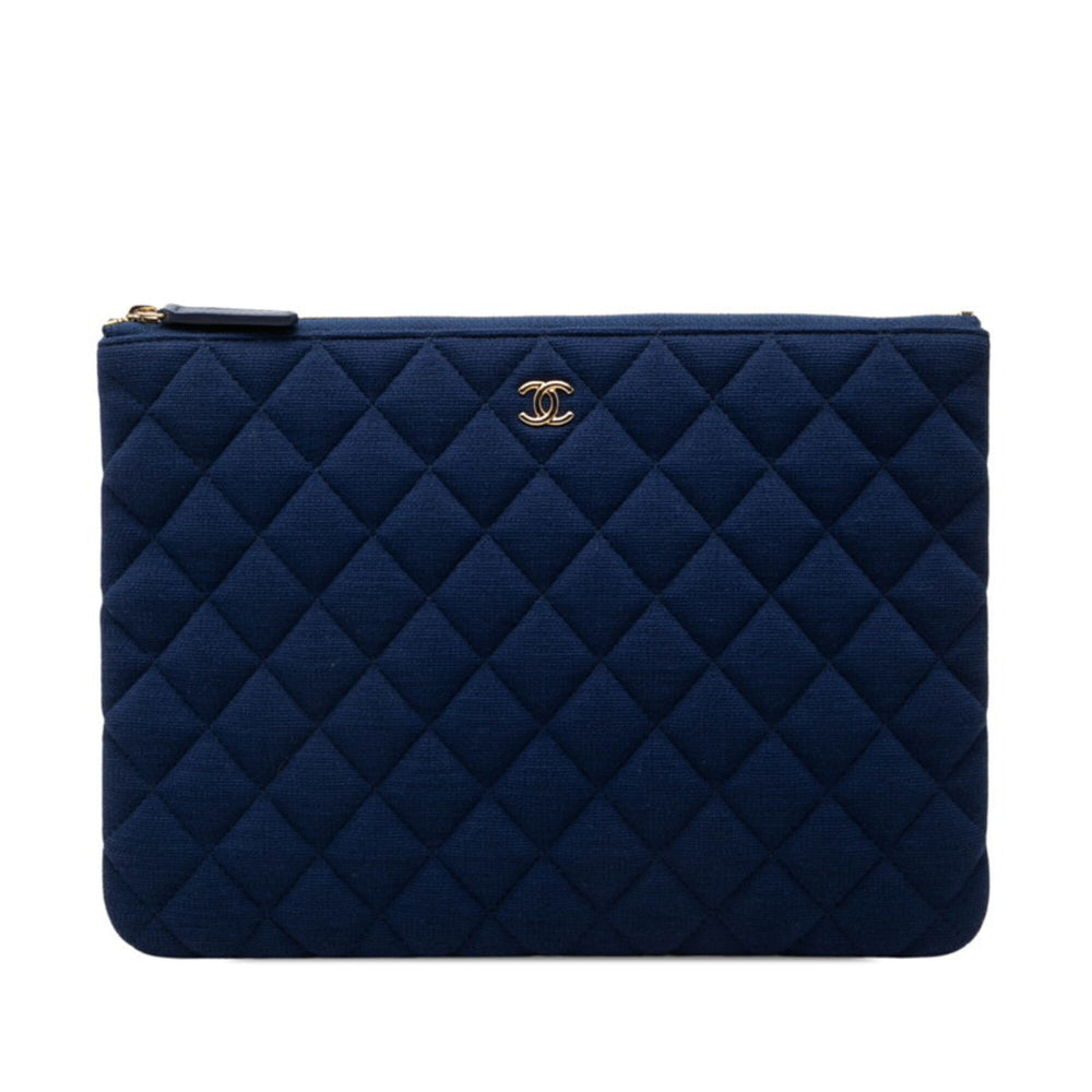 Chanel Matelassé Clutch Bag, Second Navy Canvas, Women's CHANEL — Like New