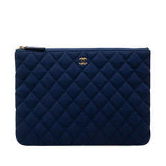 Chanel Matelassé Clutch Bag, Second Navy Canvas, Women's CHANEL — Like New