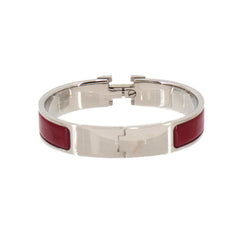 Hermes Clic H PM Bangle, Red and Silver — Like New