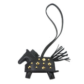 Hermes Rodeo Robeo Rock PM accessory bag charm, Agneau Milo Swift leather, black with gold studs, K stamp — New - Store Return