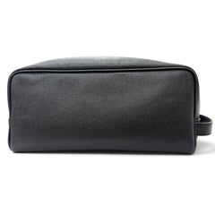 Yves Saint Laurent SAINT LAURENT PARIS 609347 Grain Calf Leather Travel Pouch Clutch Bag with Logo, Black, Made in Italy, Men's, Dust — Like New