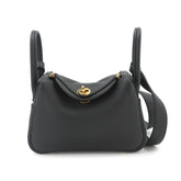 Hermes Lindy Mini 2-way Handbag/Shoulder Bag, Taurillon Clemence Leather, Black, W Stamp, Gold Hardware — Like New