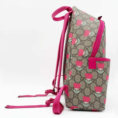 GUCCI Children's Tulip Backpack/Daypack, Flower Design, GG Supreme, 782708, Coated Canvas, Brown, Men's/Women's — Like New