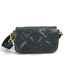 LOUIS VUITTON M81398 Monogram Bubblegram Wallet-on-Strap Long Wallet/Clutch Bag/2-Way Bag/Shoulder Bag Leather Women's Black — Like New