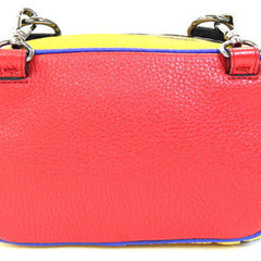 FENDI Shoulder Bag 7AS122 Red Yellow Blue Leather Pochette Women Men — Like New