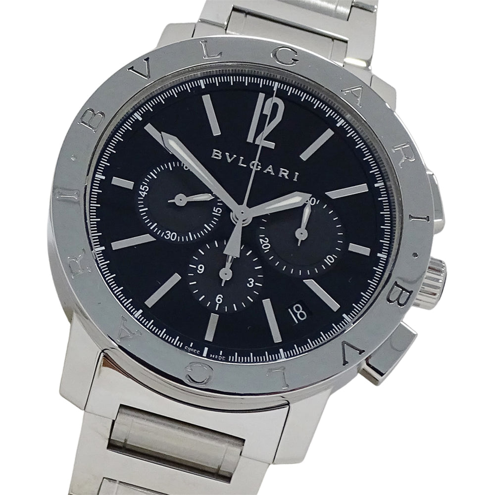 Bulgari BVLGARI Men's Watch, Brand: Chronograph Automatic AT Stainless Steel SS BB41SCH Silver Black — Good