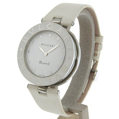 BVLGARI Bzero1 Watch, BZ35S/BZ35WLSL, Stainless Steel and Leather, Quartz Movement, Analog Display, White Dial, Women's — Very Good