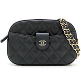 CHANEL Matelassé Chain Shoulder Bag AP3998, Caviar Leather, Black, Women's, 353279 — Like New
