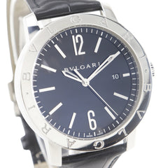 Bvlgari Watch BB41BSLD Stainless Steel and Leather Automatic Analog Display Black Dial Men's — Very Good