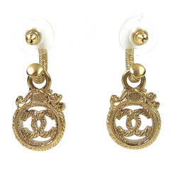 CHANEL Vintage 05A Coco Mark Rope Twist Swing Earrings, Gold, Made in France, Women's. (Pair) — Like New